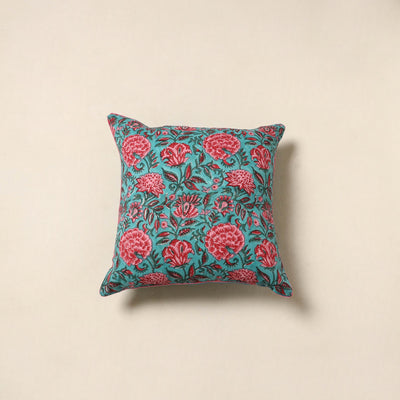 Green - cotton sanganeri cushion cover 29 - handcrafted