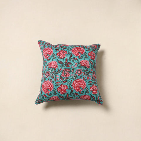 Green - cotton sanganeri cushion cover 29 - handcrafted