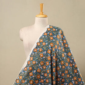 Green Block Print Cotton Sanganeri Fabric
