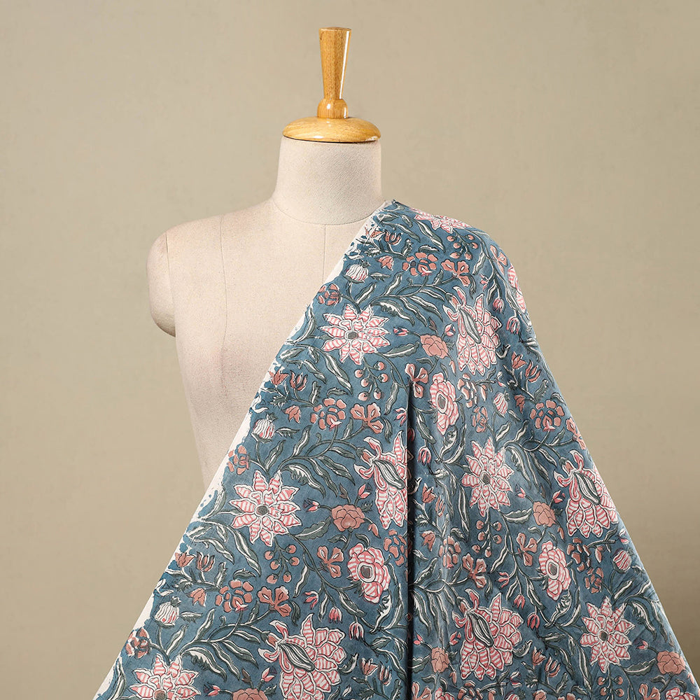 Green - cotton sanganeri fabric 02 - handcrafted