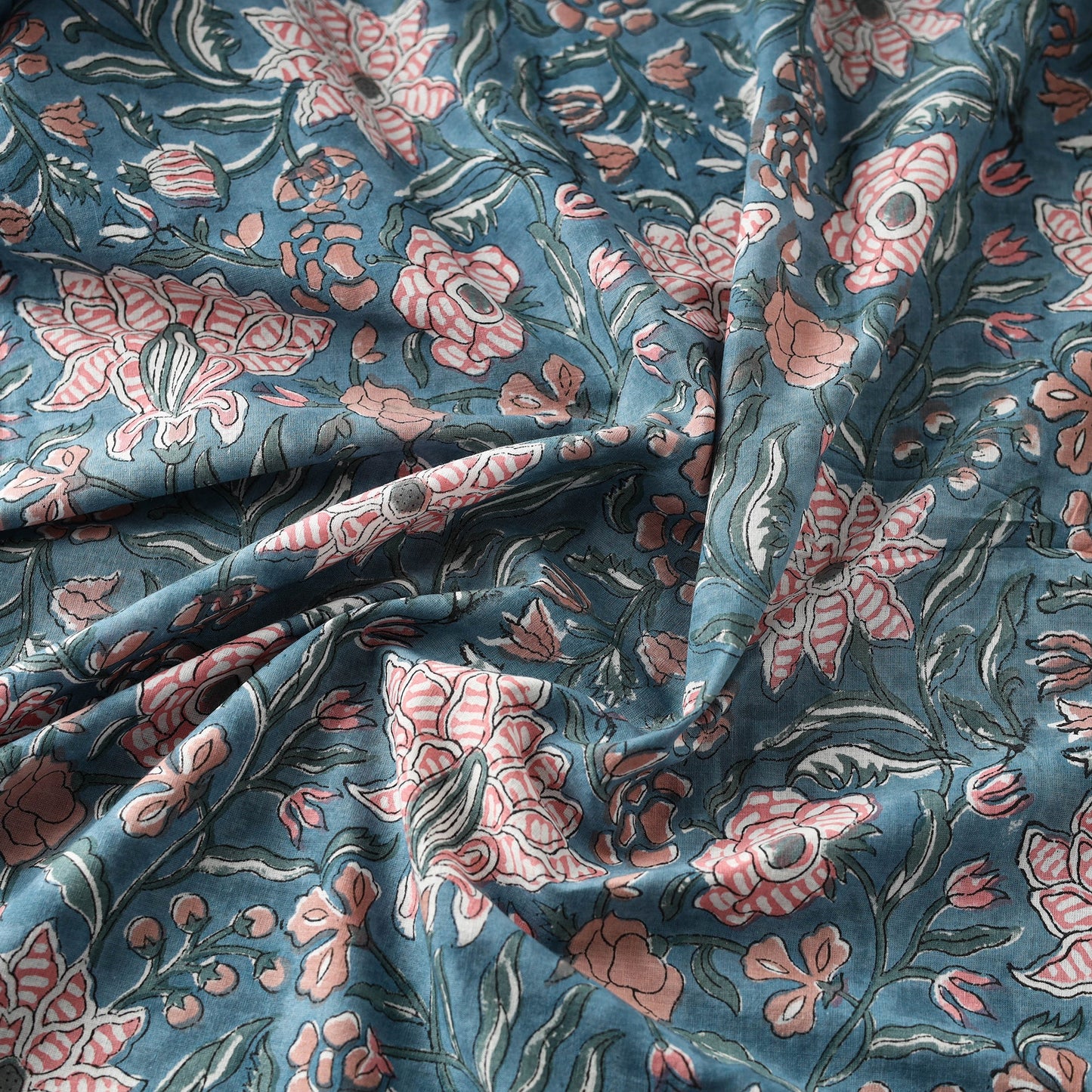 Green - cotton sanganeri fabric 02 - handcrafted