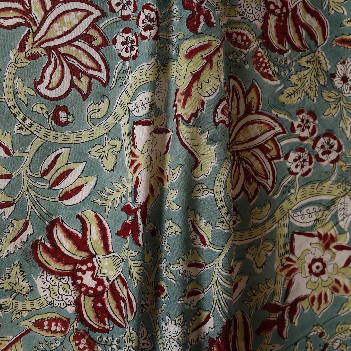 Green - cotton sanganeri fabric 03 - handcrafted
