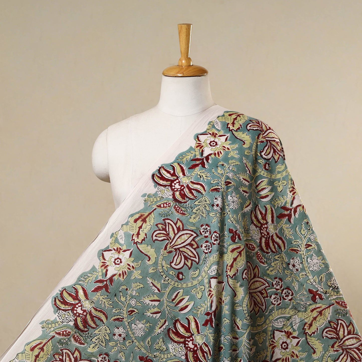 Green - cotton sanganeri fabric 03 - handcrafted