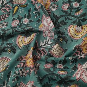  Green Block Print Cotton Sanganeri Fabric