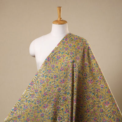 Green Block Print Cotton Sanganeri Fabric
