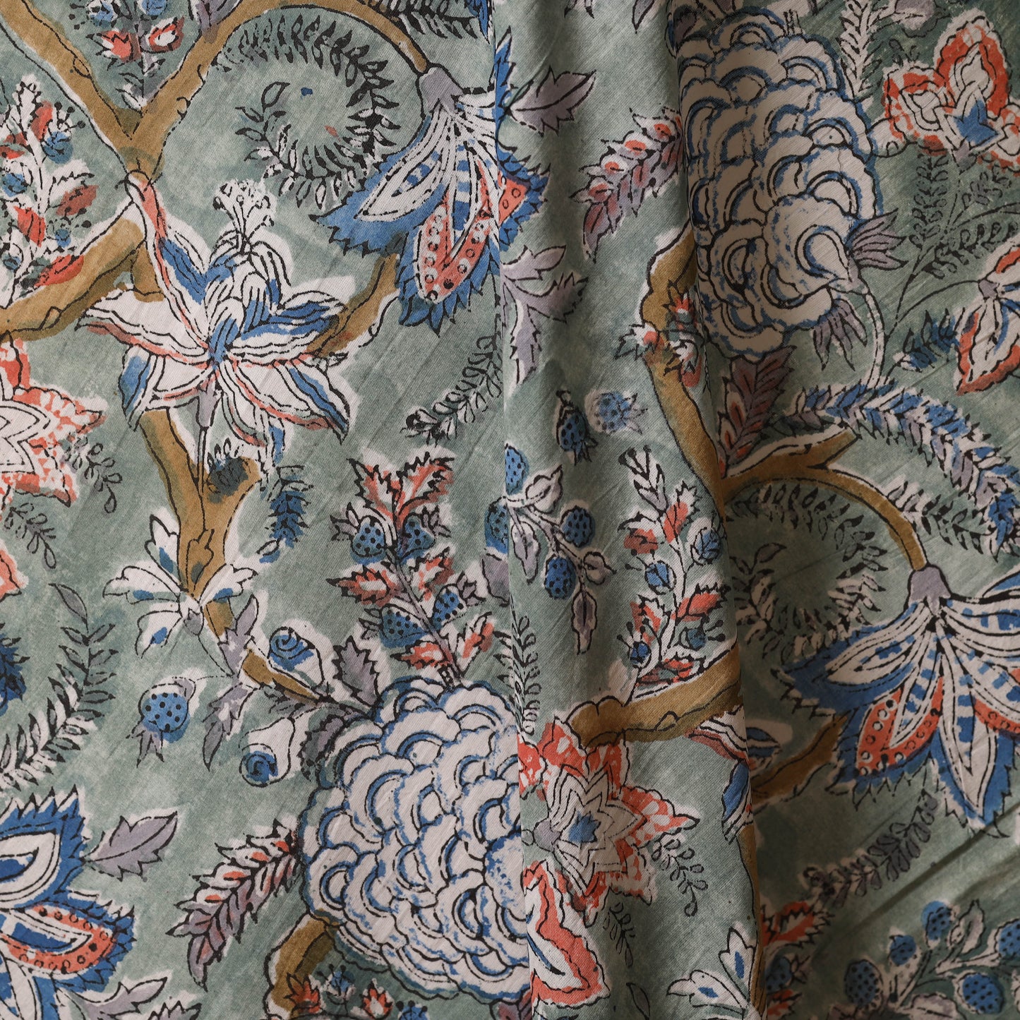 Green - cotton sanganeri fabric 07 - handcrafted