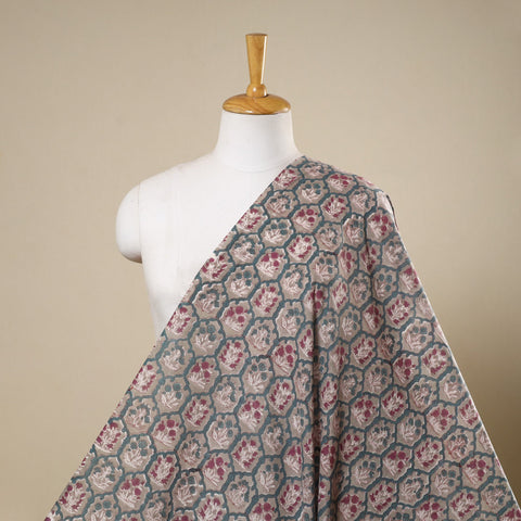 Green Block Print Cotton Sanganeri Fabric