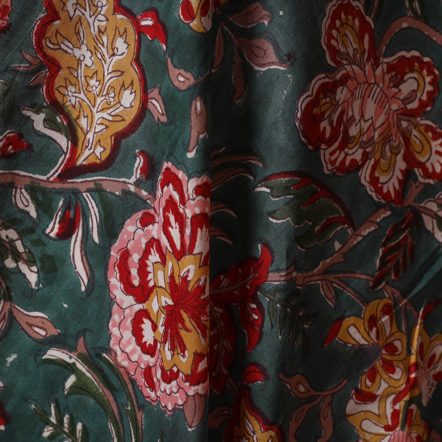 Green - cotton sanganeri fabric 12 - handcrafted
