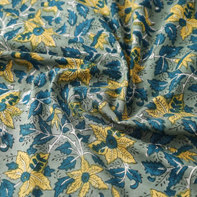 Green Block Print Cotton Sanganeri Fabric