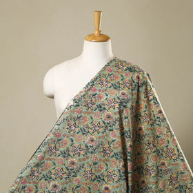 Green Block Print Cotton Sanganeri Fabric
