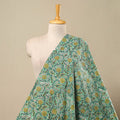 Green Block Print Cotton Sanganeri Fabric