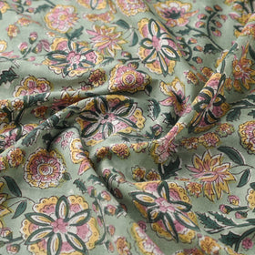  Green Block Print Cotton Sanganeri Fabric