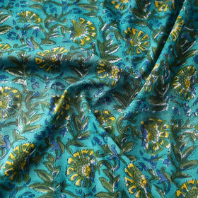 Green Block Print Cotton Sanganeri Fabric