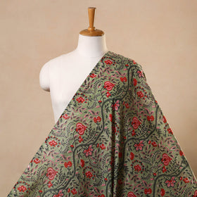 Green Block Print Cotton Sanganeri Fabric