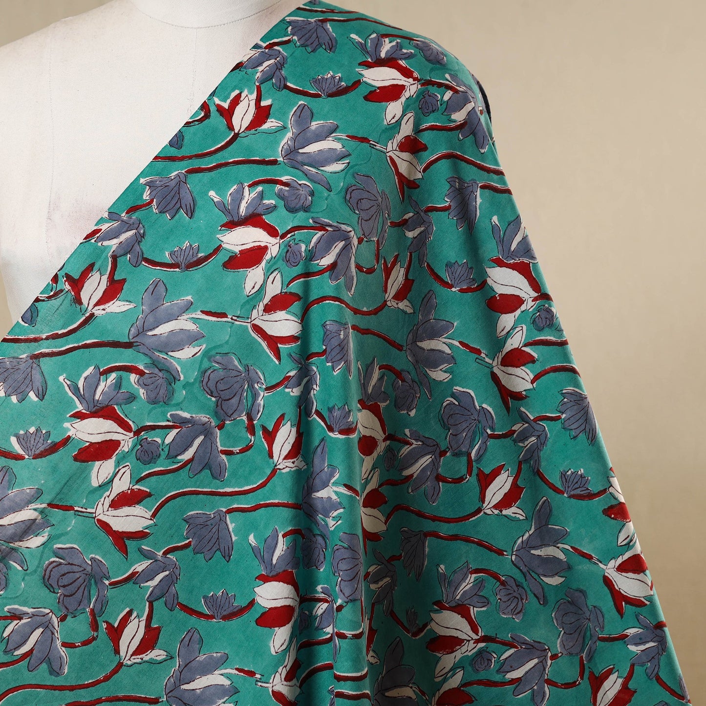 Green - cotton sanganeri fabric 20 - handcrafted