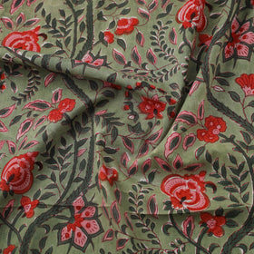 Green Block Print Cotton Sanganeri Fabric