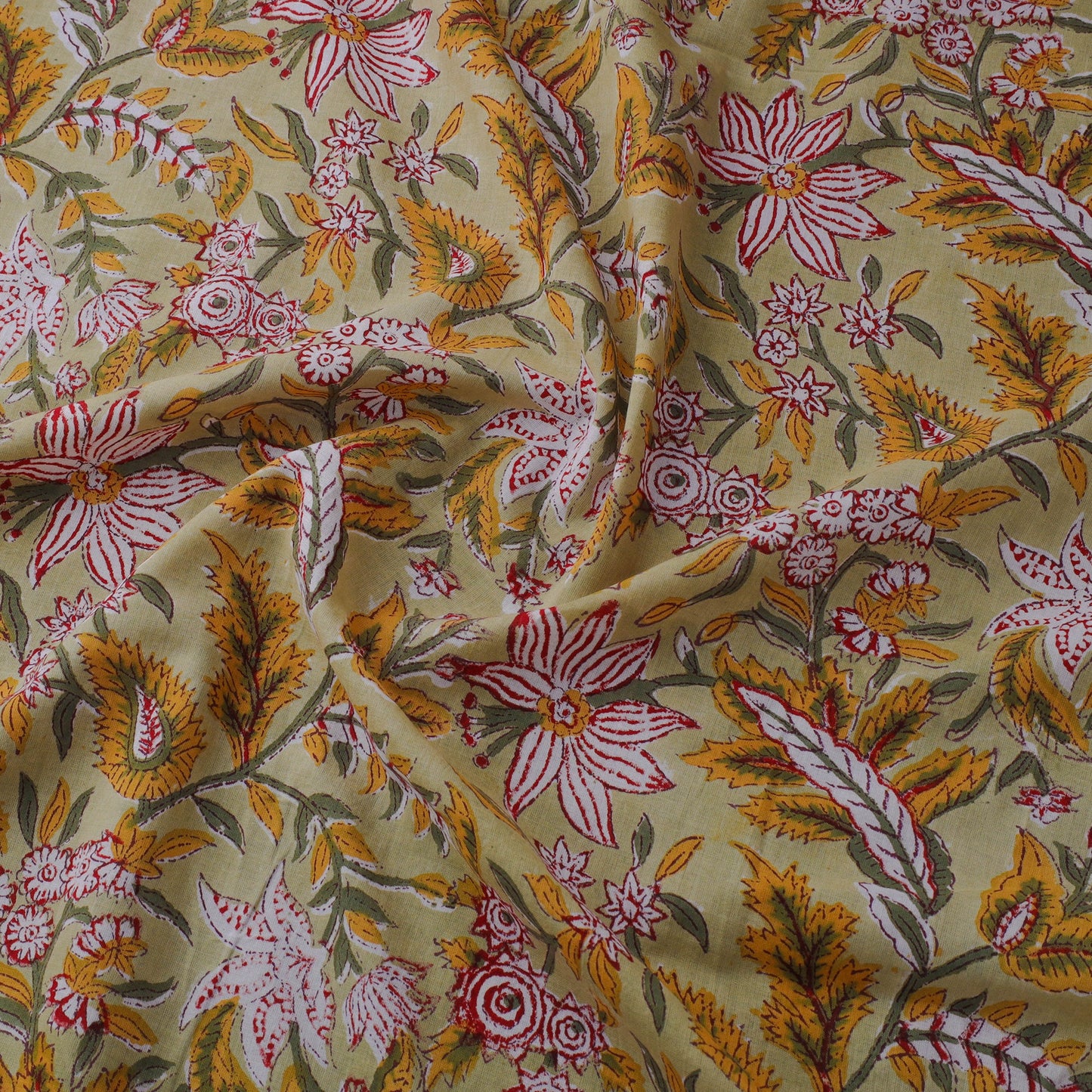 Green - cotton sanganeri fabric 24 - handcrafted