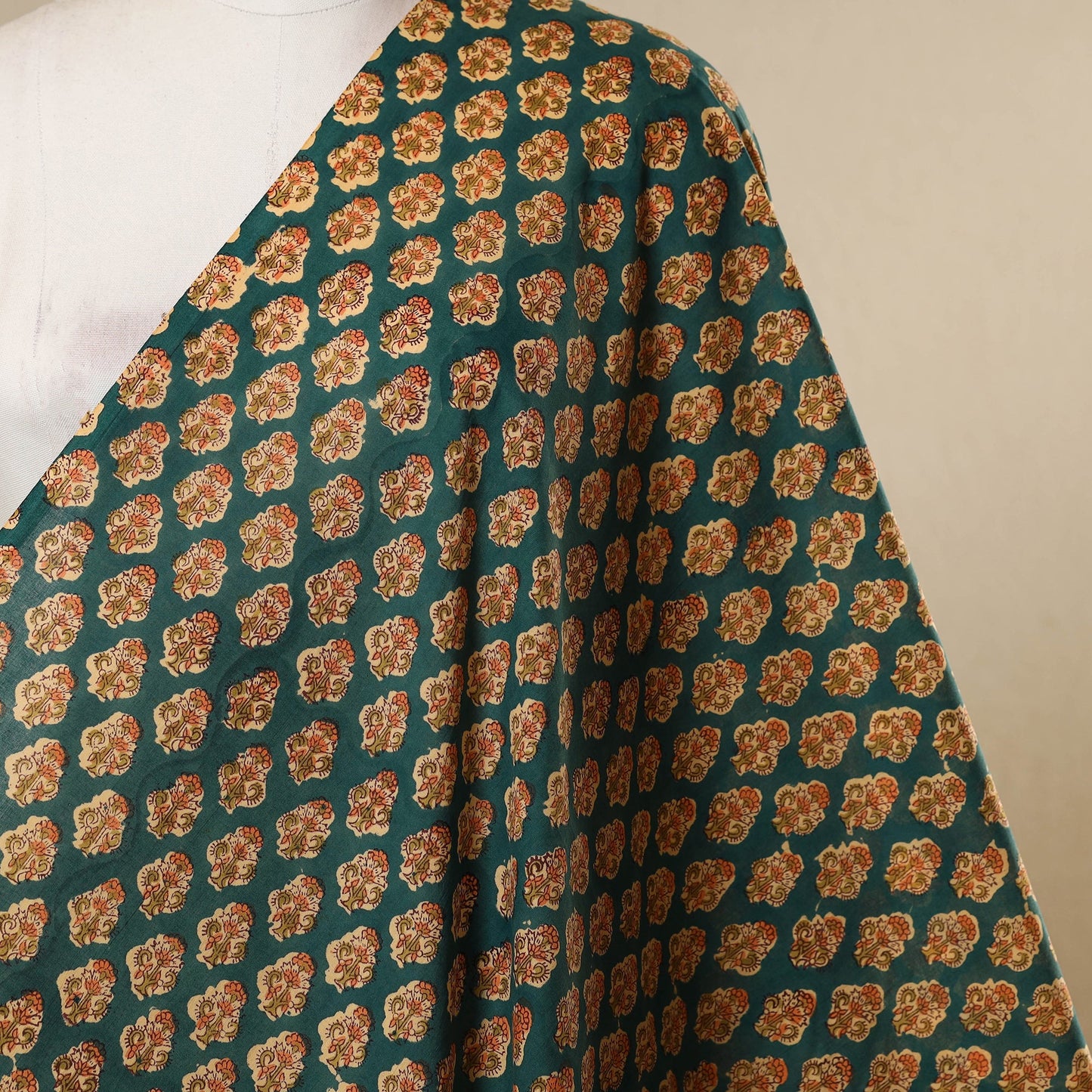Green - cotton sanganeri fabric 24 - handcrafted