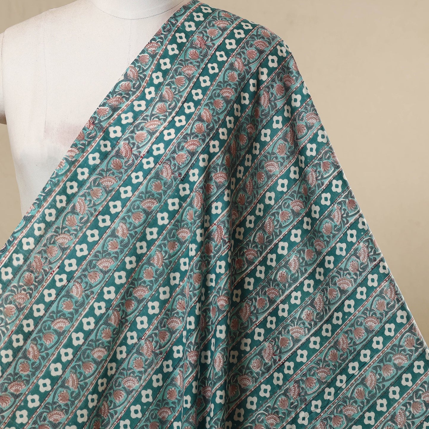 Green - cotton sanganeri fabric 25 - handcrafted