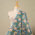 Green Block Print Cotton Sanganeri Fabric