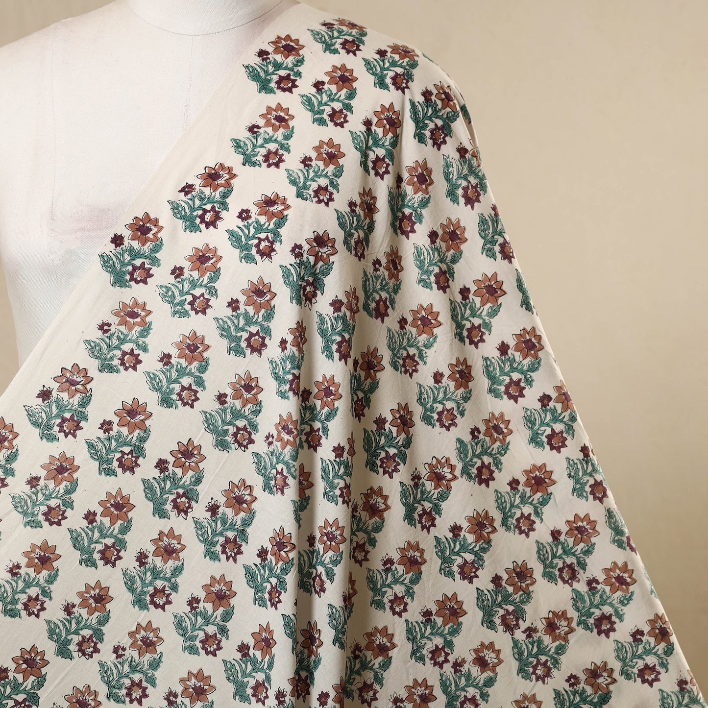 White - cotton sanganeri fabric 31 - handcrafted