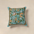 Green - cotton sanganeri floral cushion cover (16 x 16 in)