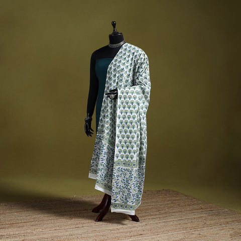 Cotton sanganeri floral dupatta 22 - handcrafted