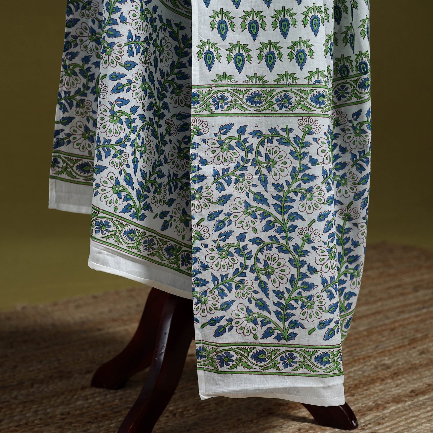 Cotton sanganeri floral dupatta 22 - handcrafted