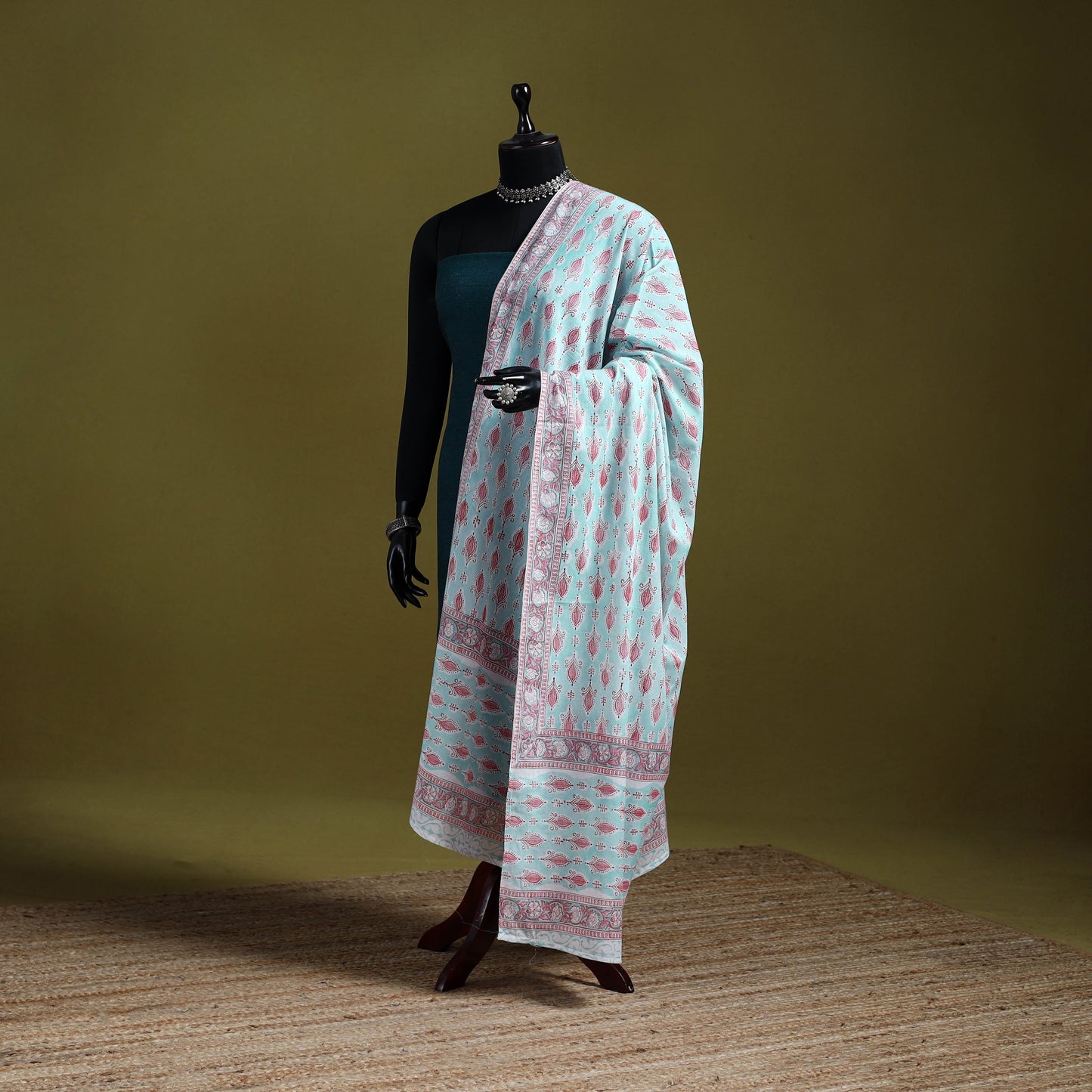 Cotton sanganeri floral dupatta 32 - handcrafted