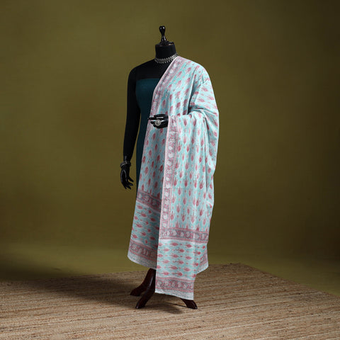 Cotton sanganeri floral dupatta 32 - handcrafted