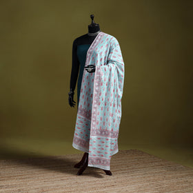 Cotton sanganeri floral dupatta 32 - handcrafted