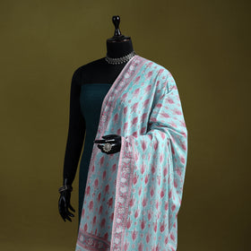 Cotton sanganeri floral dupatta 32 - handcrafted