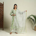 Block Print Cotton Green Sanganeri Kurta Set