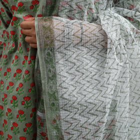 Buy Green Block Print Cotton Sanganeri Kurta Set