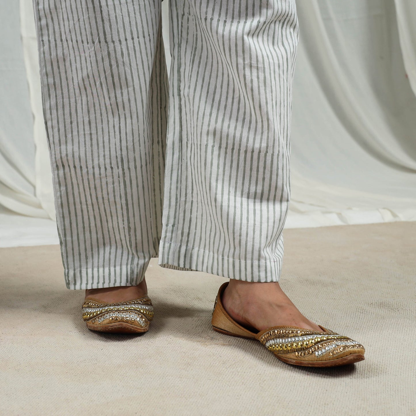 Buy Green Block Print Cotton Sanganeri Kurta Set