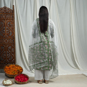 Buy Green Block Print Cotton Sanganeri Kurta Set