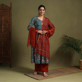 Green - cotton sanganeri kurta set (set of 3) 07