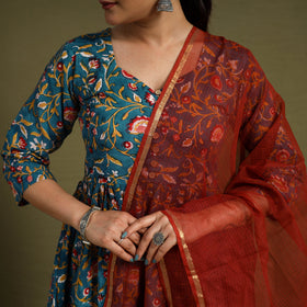 Green - cotton sanganeri kurta set (set of 3) 07