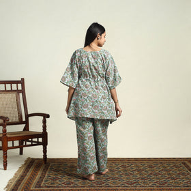  Cotton Green Sanganeri Block Print Night Suit Set 