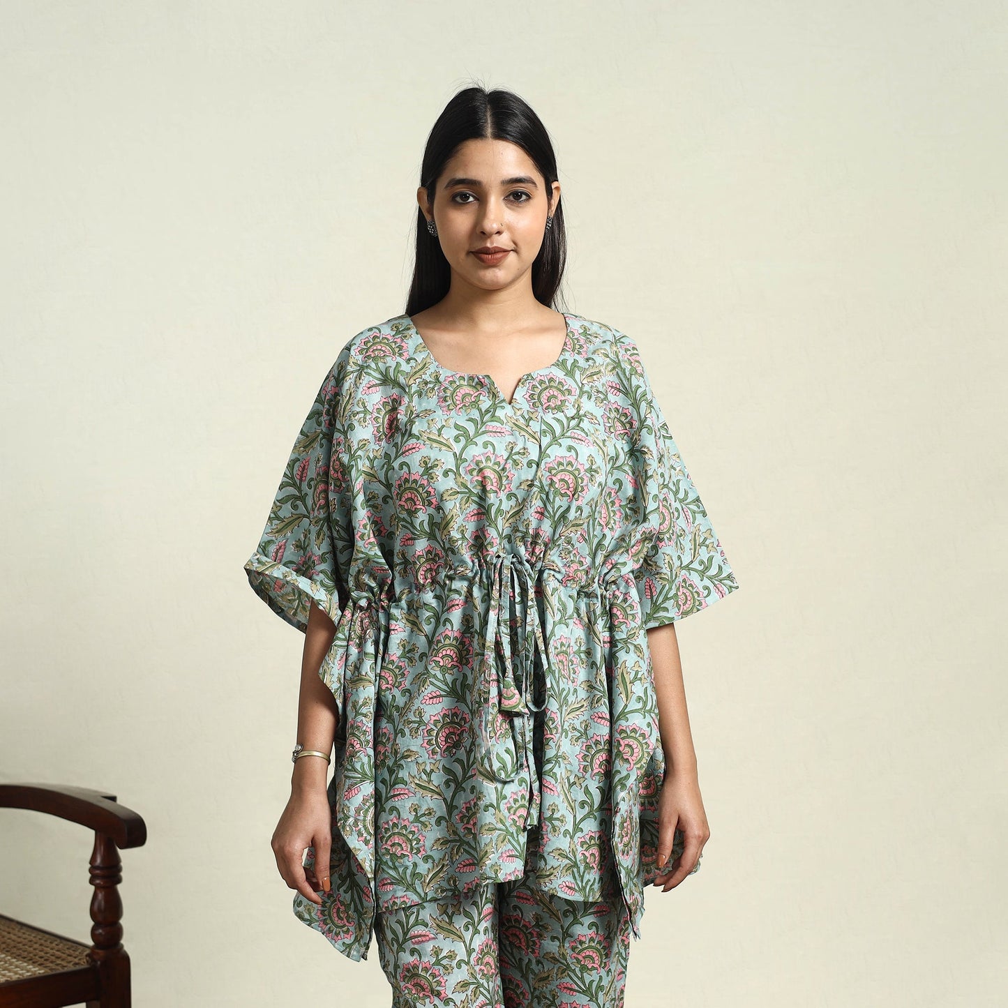  Cotton Green Sanganeri Block Print Night Suit Set 