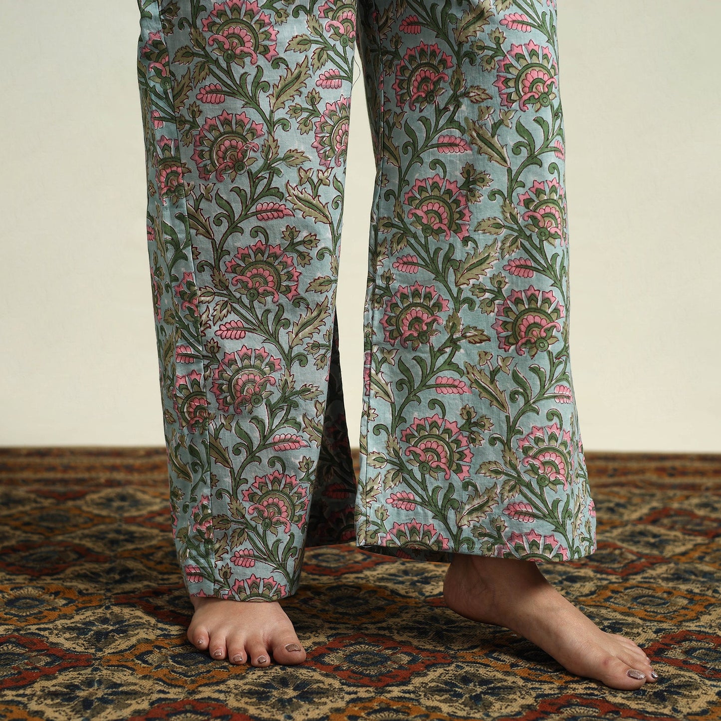  Cotton Green Sanganeri Block Print Night Suit Set 