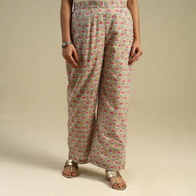 Green Block Print Cotton Sanganeri Palazzo 