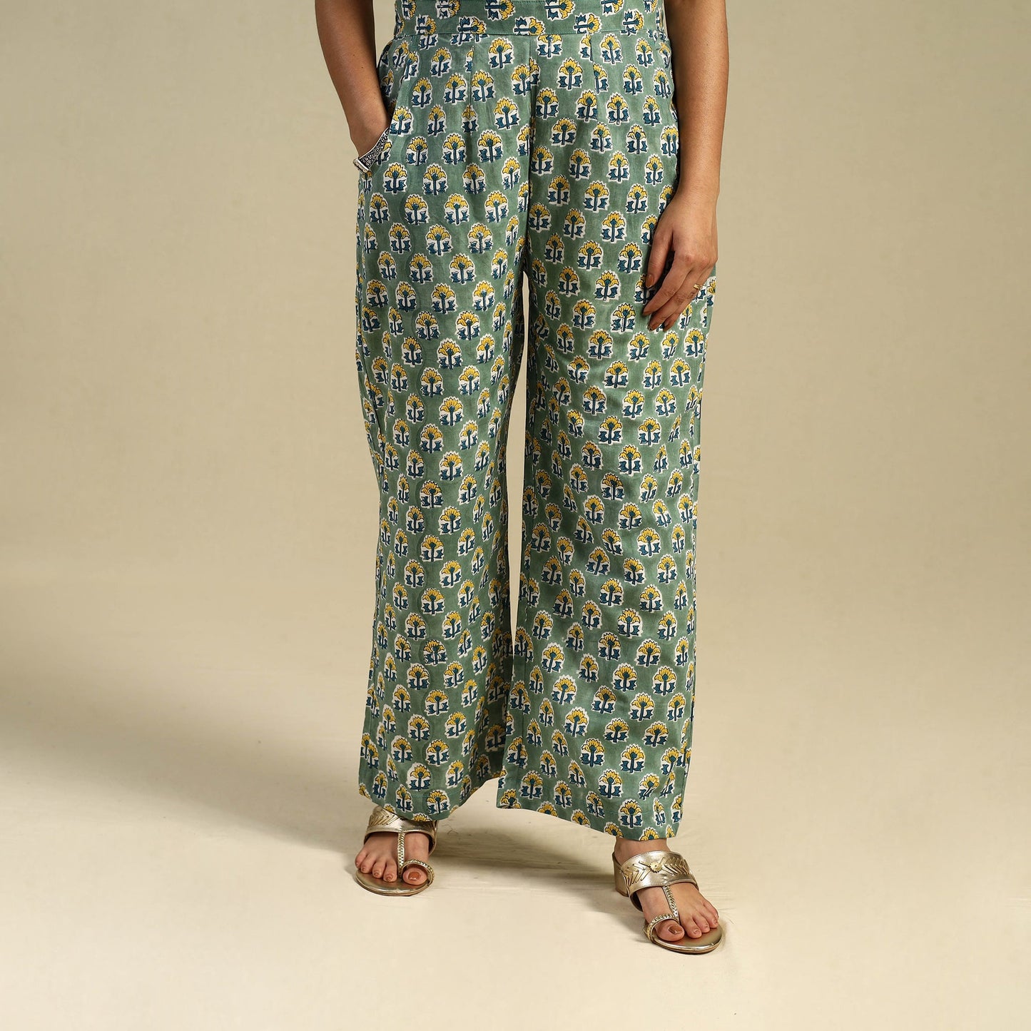  Block Print Cotton Sanganeri Palazzo 