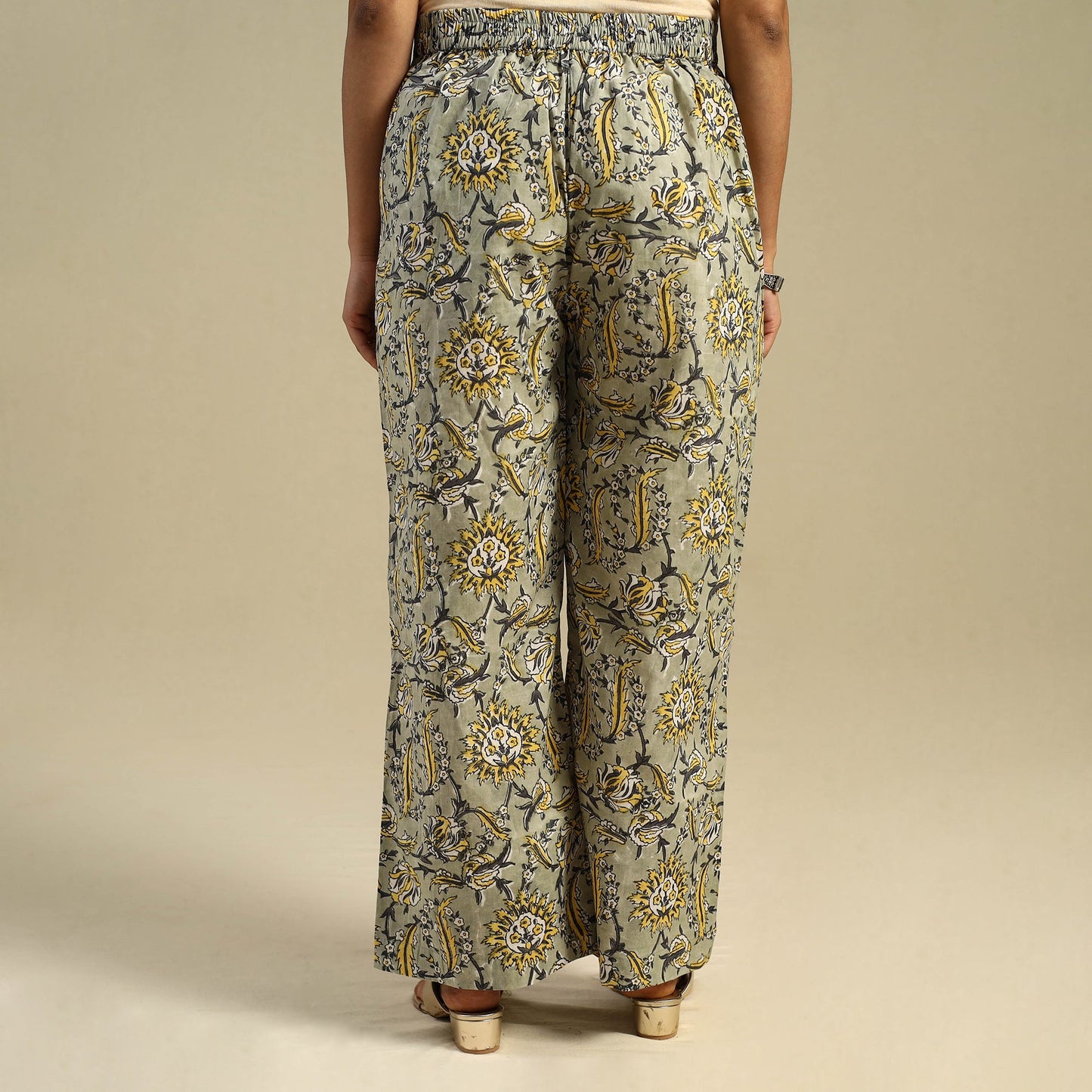 Green Block Print Cotton Sanganeri Palazzo 