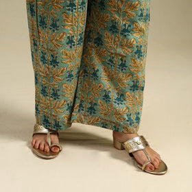 Green Block Print Cotton Sanganeri Palazzo 