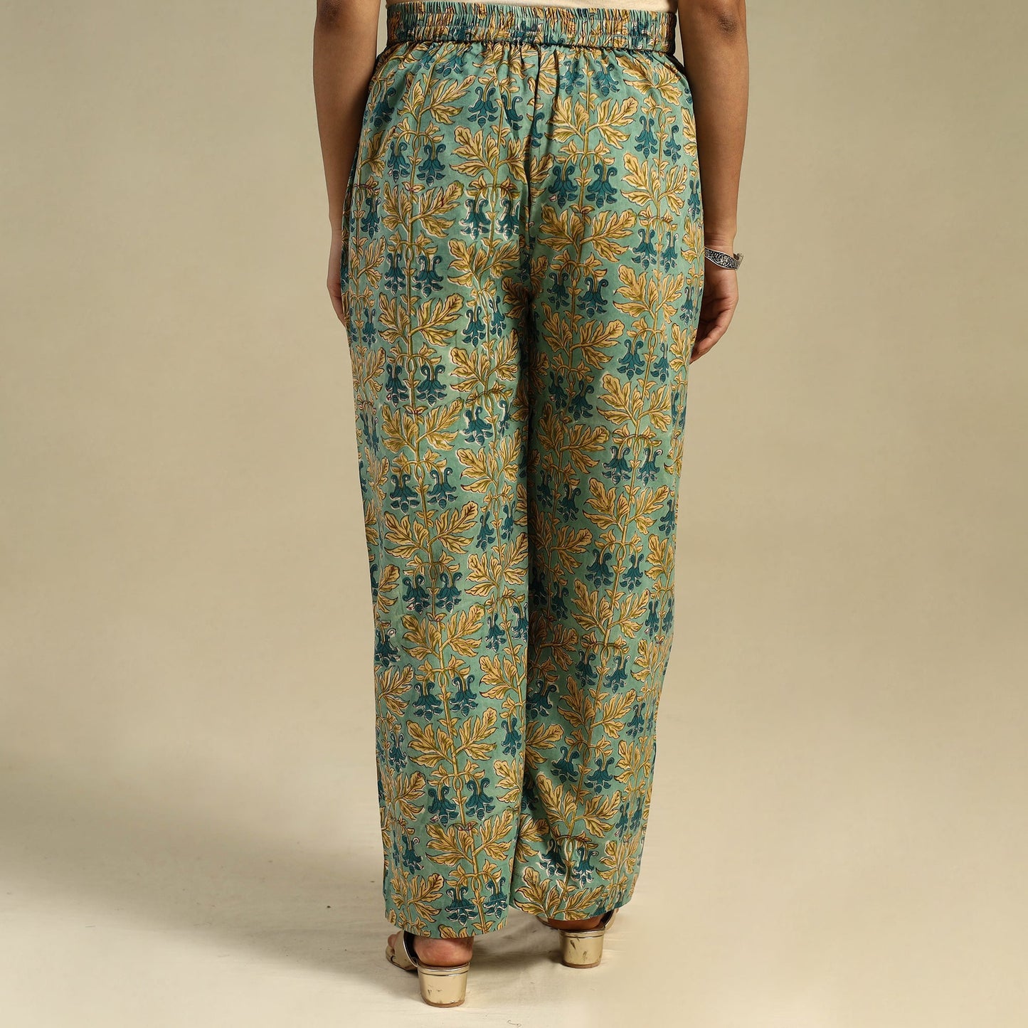 Green Block Print Cotton Sanganeri Palazzo 