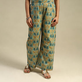 Green Block Print Cotton Sanganeri Palazzo 