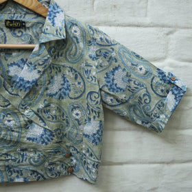 Buy Green Block Print Cotton Sanganeri Stitched Blouse