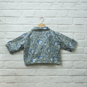 Buy Green Block Print Cotton Sanganeri Stitched Blouse