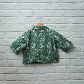 Buy Green Block Print Cotton Sanganeri Stitched Blouse